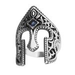 bague casque grec argent