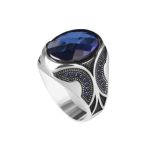 bague homme argent avec pierre bleue