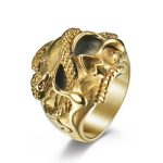 bague homme crâne or
