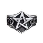bague pentagramme acier