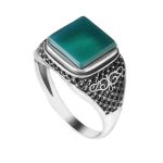 bague pierre verte carrée