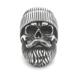 bague homme acier noir tete de mort