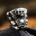 bague homme biker argent