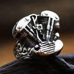 bague motard argent