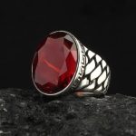 bague vintage argent pierre rouge