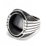 chevalière argent pierre onyx ovale