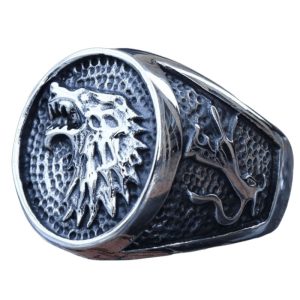 chevalière homme motard loup